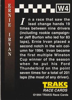 1994 Traks - Series I Winners #W4 Ernie Irvan Back