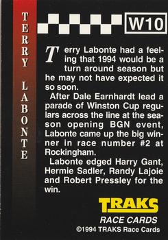 1994 Traks - Series I Winners #W10 Terry Labonte Back