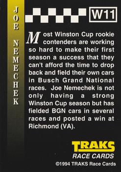 1994 Traks - Series I Winners #W11 Joe Nemechek Back