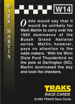 1994 Traks - Series I Winners #W14 Mark Martin Back