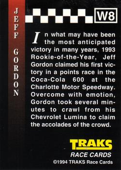 1994 Traks - Series I Winners #W8 Jeff Gordon Back