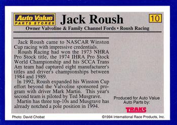 1994 Traks Auto Value #10 Jack Roush Back