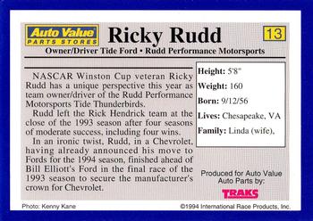 1994 Traks Auto Value #13 Ricky Rudd Back