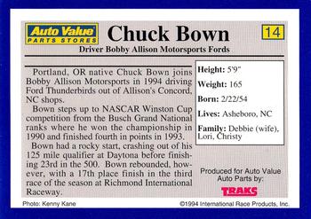 1994 Traks Auto Value #14 Chuck Bown Back