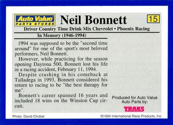 1994 Traks Auto Value #15 Neil Bonnett Back