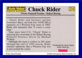 1994 Traks Auto Value #24 Chuck Rider Back