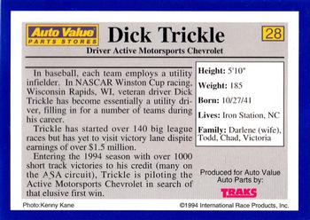 1994 Traks Auto Value #28 Dick Trickle Back
