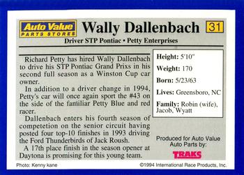 1994 Traks Auto Value #31 Wally Dallenbach Back