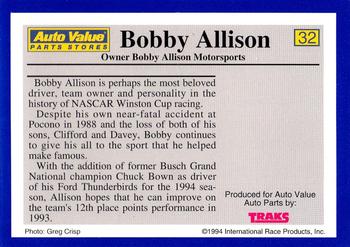 1994 Traks Auto Value #32 Bobby Allison Back