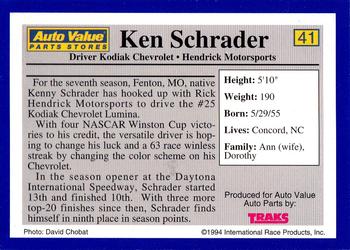 1994 Traks Auto Value #41 Ken Schrader Back