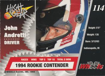 1994 Wheels High Gear - Day One Silver #114 John Andretti Back