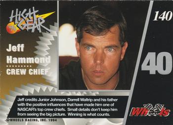 1994 Wheels High Gear - Day One Silver #140 Jeff Hammond Back