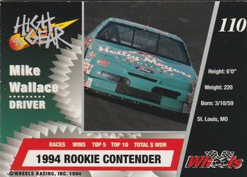 1994 Wheels High Gear - Day One Gold #110 Mike Wallace Back