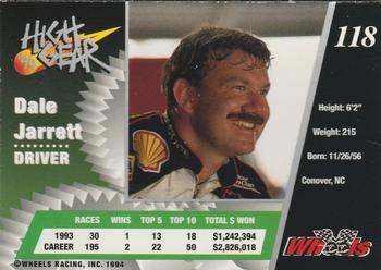1994 Wheels High Gear - Day One Gold #118 Dale Jarrett Back