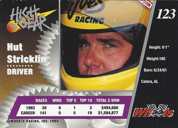 1994 Wheels High Gear - Day One Gold #123 Hut Stricklin Back