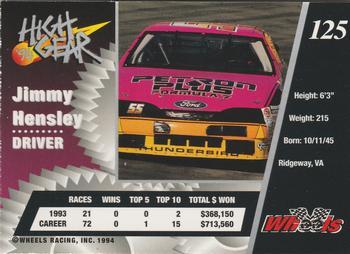 1994 Wheels High Gear - Day One Gold #125 Jimmy Hensley Back
