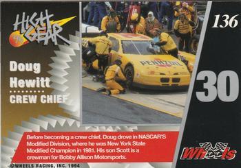 1994 Wheels High Gear - Day One Gold #136 Doug Hewitt Back