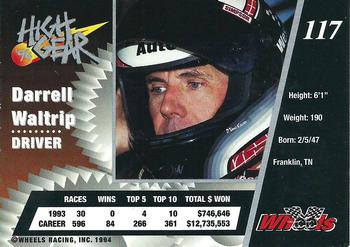 1994 Wheels High Gear - Gold #117 Darrell Waltrip Back