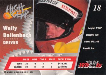 1994 Wheels High Gear - Gold #18 Wally Dallenbach Back