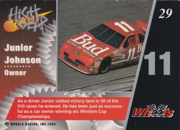 1994 Wheels High Gear - Gold #29 Junior Johnson Back