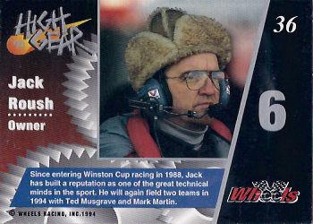 1994 Wheels High Gear - Gold #36 Jack Roush Back