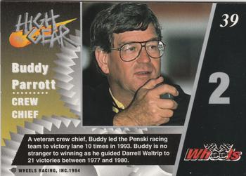 1994 Wheels High Gear - Gold #39 Buddy Parrott Back