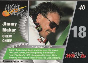 1994 Wheels High Gear - Gold #40 Jimmy Makar Back