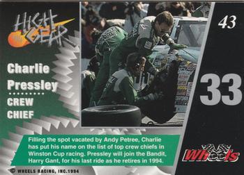 1994 Wheels High Gear - Gold #43 Charlie Pressley Back