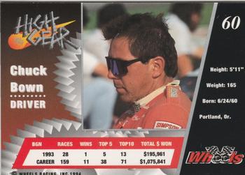 1994 Wheels High Gear - Gold #60 Chuck Bown Back