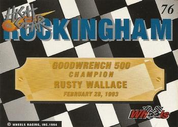 1994 Wheels High Gear - Gold #76 Rusty Wallace Back
