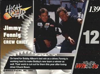 1994 Wheels High Gear - Gold #139 Jimmy Fennig Back