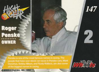1994 Wheels High Gear - Gold #147 Roger Penske Back