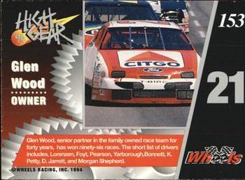 1994 Wheels High Gear - Gold #153 Glen Wood Back