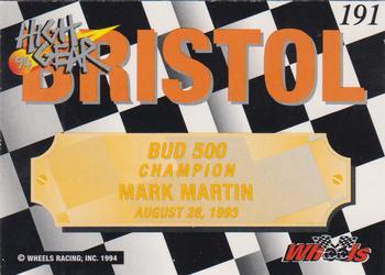 1994 Wheels High Gear - Gold #191 Mark Martin Back