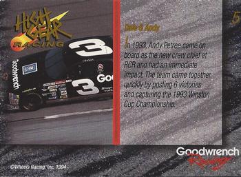1994 Wheels High Gear Power Pack Team Set Goodwrench Racing #5 Dale Earnhardt/Andy Petree Back