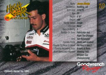 1994 Wheels High Gear Power Pack Team Set Goodwrench Racing #10 Jimmy Elledge Back