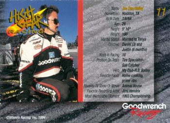 1994 Wheels High Gear Power Pack Team Set Goodwrench Racing #11 Joe Dan Bailey Back