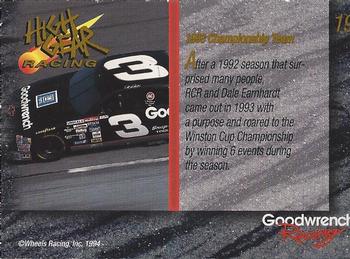 1994 Wheels High Gear Power Pack Team Set Goodwrench Racing #19 Dale Earnhardt w/Crew Back
