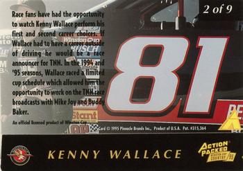 1995 Action Packed Winston Cup Country - 2nd Career Choice #2 Kenny Wallace Back