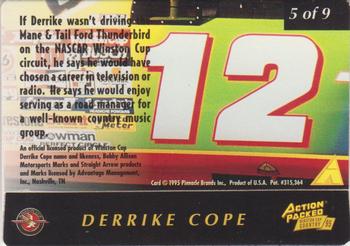 1995 Action Packed Winston Cup Country - 2nd Career Choice #5 Derrike Cope Back