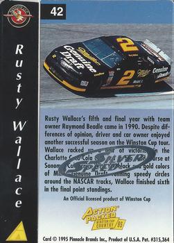 1995 Action Packed Winston Cup Country - Silver Speed #42 Rusty Wallace Back