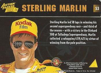 1995 Action Packed Winston Cup Country - Silver Speed #53 Sterling Marlin Back