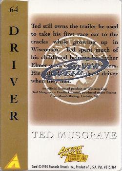 1995 Action Packed Winston Cup Country - Silver Speed #64 Ted Musgrave Back