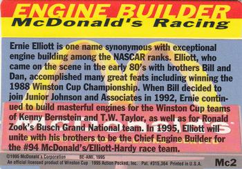 1995 Action Packed McDonald's Bill Elliott #Mc2 Ernie Elliott Back