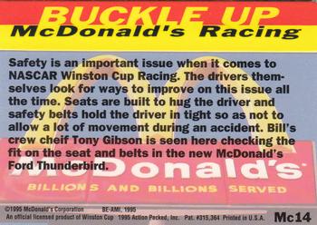 1995 Action Packed McDonald's Bill Elliott #Mc14 Bill Elliott Back
