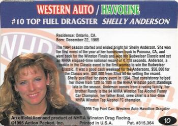 1995 Action Packed NHRA #10 Shelly Anderson's Car Back