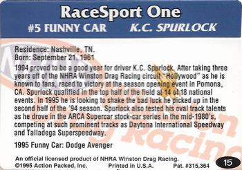 1995 Action Packed NHRA #15 K.C. Spurlock's Car Back