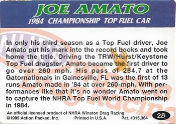 1995 Action Packed NHRA #28 Joe Amato's Car Back