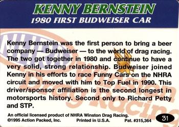 1995 Action Packed NHRA #31 Kenny Bernstein's Car Back