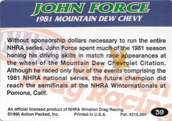 1995 Action Packed NHRA #39 John Force's Car Back